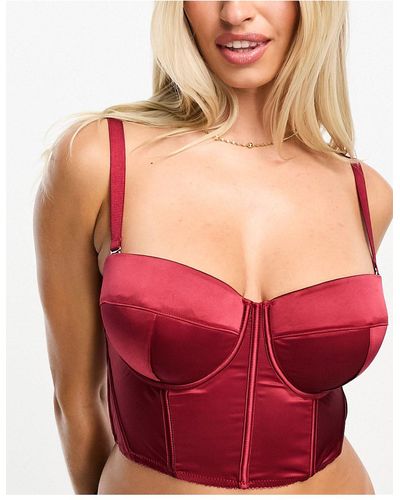 ASOS Poitrines généreuses - corset rembourré à armatures avec bretelles amovibles en satin - Rouge