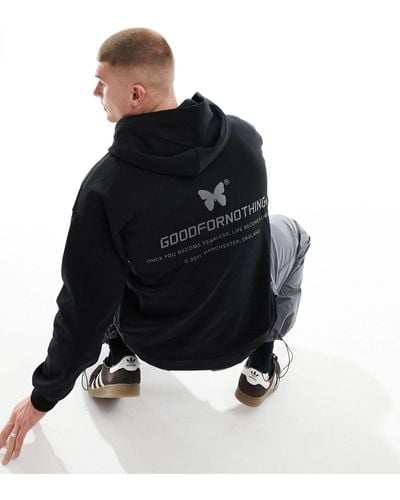 Good For Nothing Hoodie With Puff Print - Black
