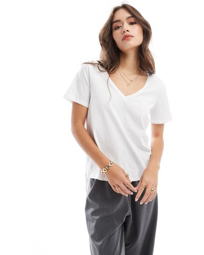 Vero Moda – es t-shirt mit v-ausschnitt - Weiß