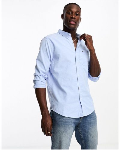 Hollister Slim/fit Oxford Overhemd Met Iconisch Logo - Blauw