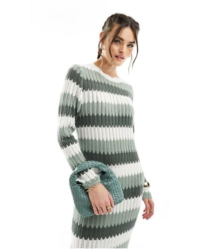 Object Crochet Knit Maxi Dress - Green
