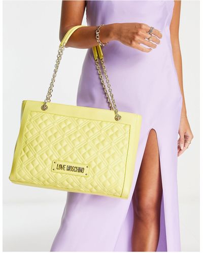 Love Moschino Quilted Tote Bag - Yellow