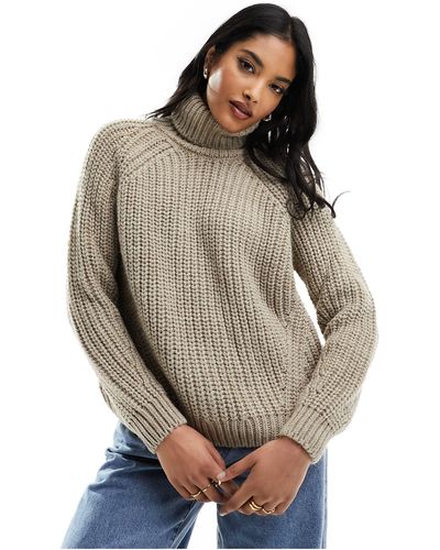 Superdry Slouchy Stitch Roll Neck Knit - Natural