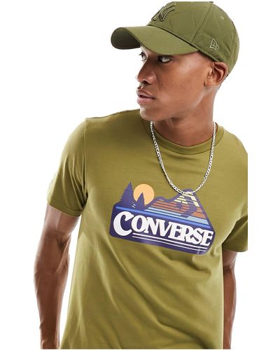Converse T-shirt kaki con stampa - Verde