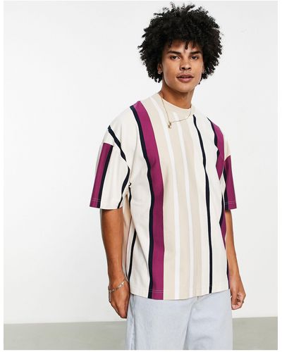 TOPMAN Camiseta color a rayas verticales extragrande - Multicolor