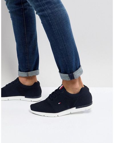 Tommy Hilfiger Tobias - Baskets en maille avec drapeau - Bleu marine