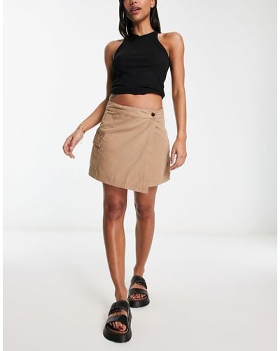 River Island Wrap Cargo Mini Skirt - Natural