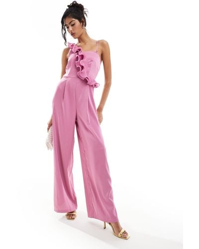 Style Cheat Jumpsuit With Ruffle Detail - Pink