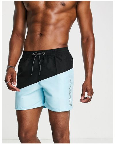 Nike Icon 5 Inch Diagonal Colour Block Swim Shorts - Blue