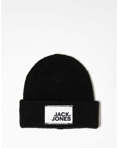 Jack & Jones Bonnet en maille avec logo en gras - Noir