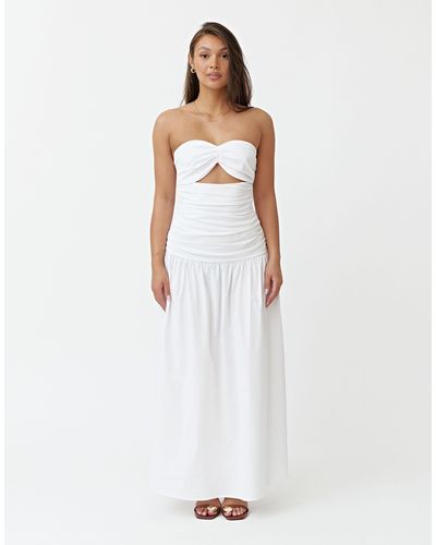 4th & Reckless Bandeau Cut Out Dropped Waist Maxi Dress - White