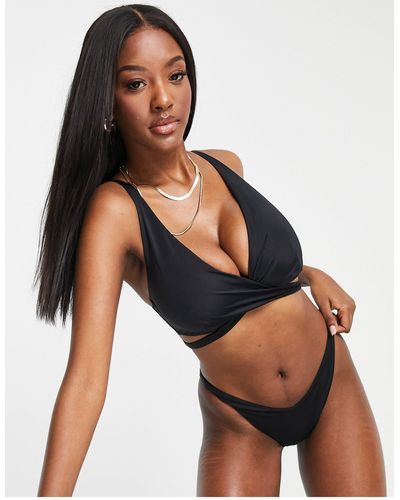 ASOS Coppe grandi - mix and match - top bikini a portafoglio con ferretto - Nero