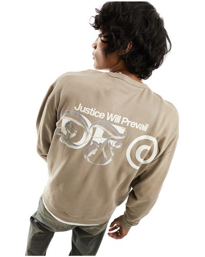 ASOS Asos - dark future - sweat-shirt oversize avec imprimé - marron - Neutre
