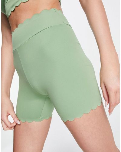 South Beach Short legging en polyester à bords festonnés - olive - Vert