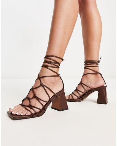 ASOS Helene Knotted Block Heeled Sandals - Pink