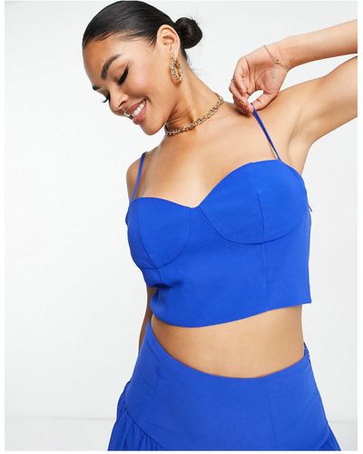 Collective The Label Exclusive Bustier Crop Top Co-ord - Blue