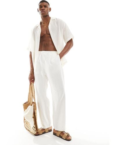 Weekday Seth Linen Blend Trousers - White