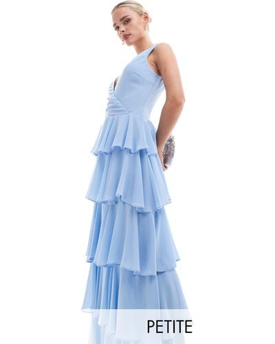 TFNC London Tfnc Bridesmaids Petite Chiffon Tiered Maxi Dress - Blue