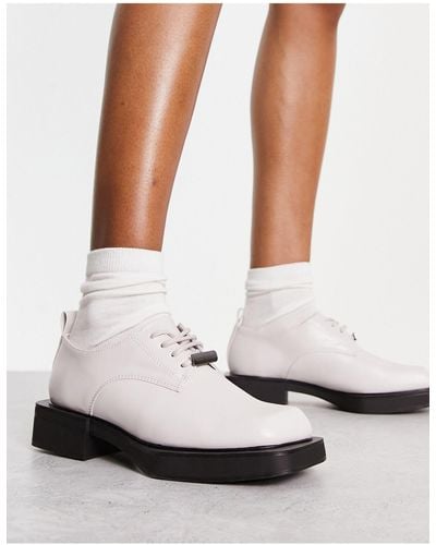 Charles & Keith Charles And Keith Square Toe Lace Up Shoes - White