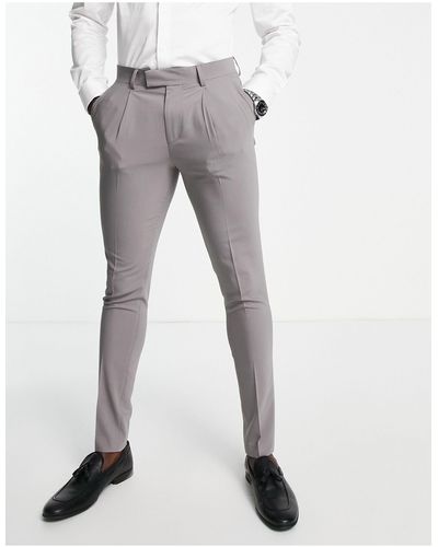 Noak 'tower Hill' Super Skinny Suit Trousers - Grey