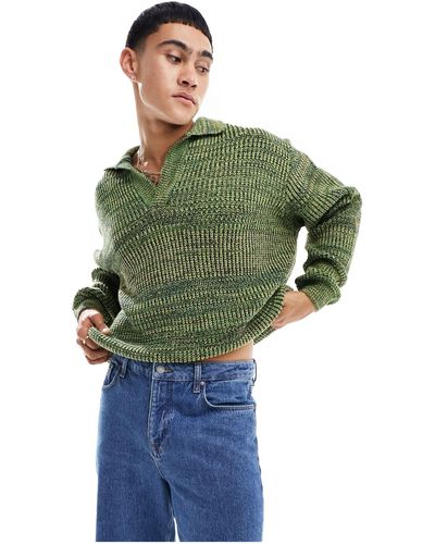 ASOS Knitted Notch Neck Sweater - Green