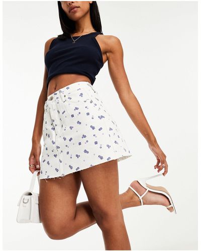 Glamorous Denim A Line Mini Skirt - White