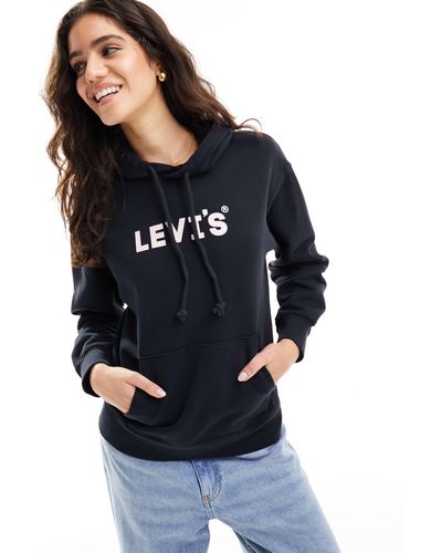 Levi's Sudadera negra con capucha y logo en el pecho exclusiva en asos - Azul