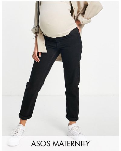 ASOS Asos design maternity – locker geschnittene umstands-mom-jeans mit elastischem seitenbund - Schwarz