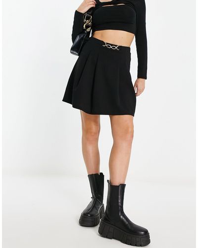 River Island Mini Skirt With Pleated Trim - Black