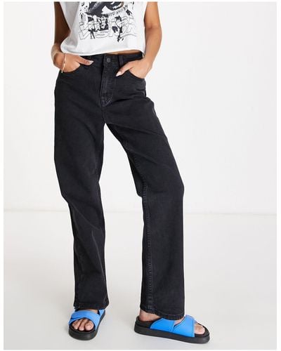 Object Marina - Rechte Denim Jeans Met Hoge Taille - Zwart