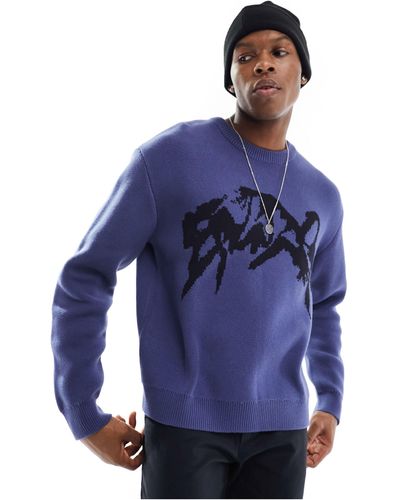 Weekday Fabian Graphic Sweater - Blue