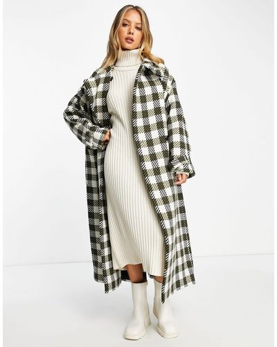 Whistles Gabriella - manteau long en laine à carreaux - Blanc