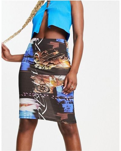 Jaded London Graphic Midi Skirt Co-ord - Black