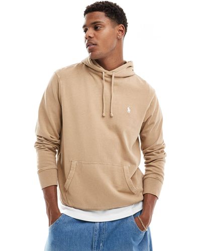 Polo Ralph Lauren Icon Logo Cotton Linen Terry Hoodie - Natural