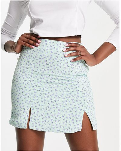 Glamorous Minifalda verde menta recta con estampado - Blanco