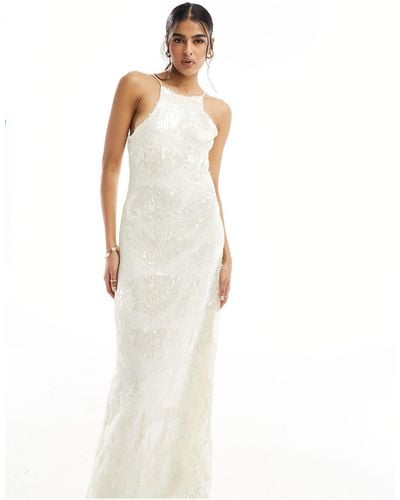 Vero Moda Placement Sequin Maxi Dress - White