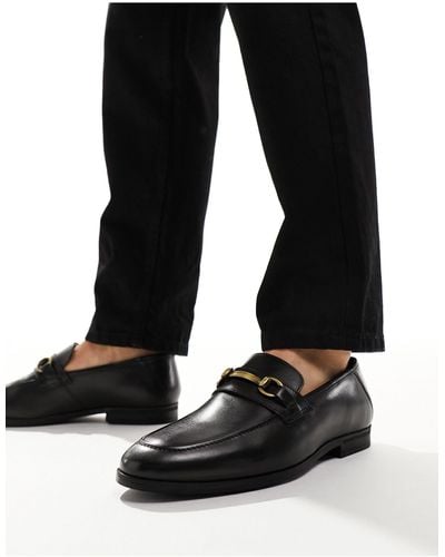 River Island Leather Snaffle Loafers - Black