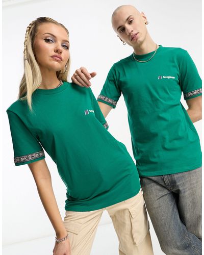 Berghaus Camiseta verde unisex con ribetes geométricos tramantana