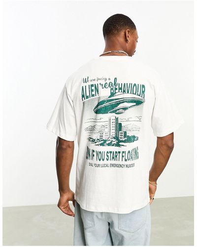 Pull&Bear Alien Printed T-shirt - White