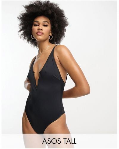 ASOS Asos Design Tall wiggle Front Swimsuit - Black