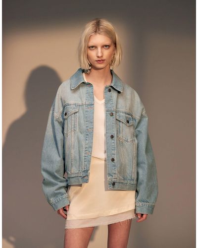 Topshop Tall Hacked Off Crop Denim Jacket