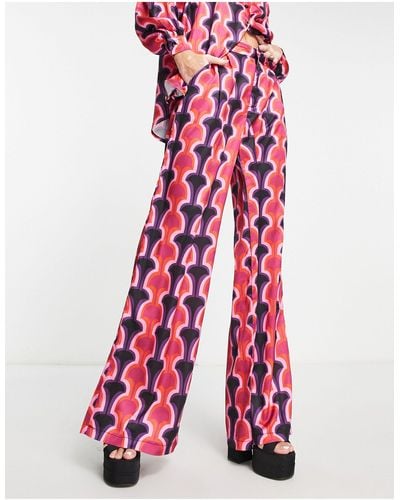 In The Style Pantalon d'ensemble évasé à imprimé géométrique - Rouge