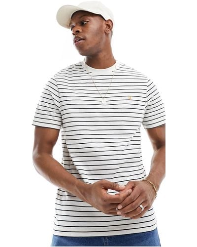 Farah Cotton Stripe Short Sleeve T-shirt - White