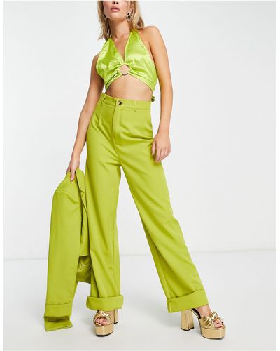 Public Desire Pantaloni sartoriali a fondo ampio lime - Verde