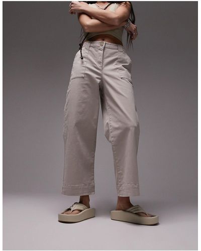 TOPSHOP Pantaloni culotte color pietra a vita alta - Grigio
