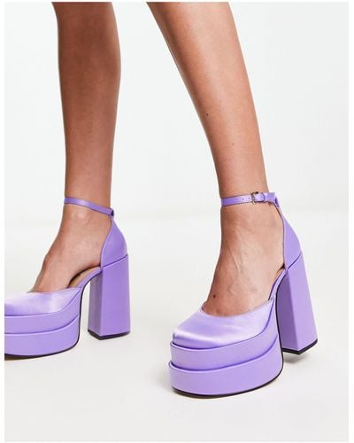 Steve Madden Charlize - chaussures satinées à semelle plateforme superposée - lilas - Violet