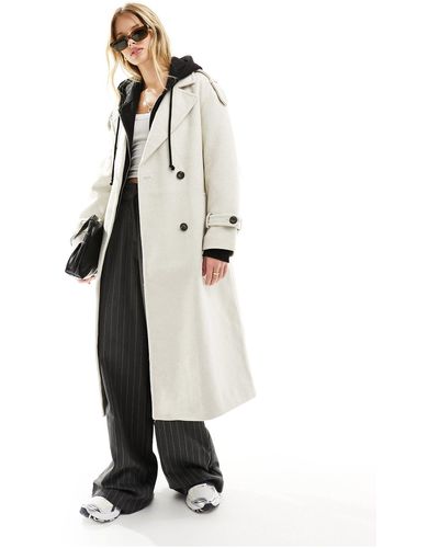 Bershka Trench-coat en laine - taupe - Blanc