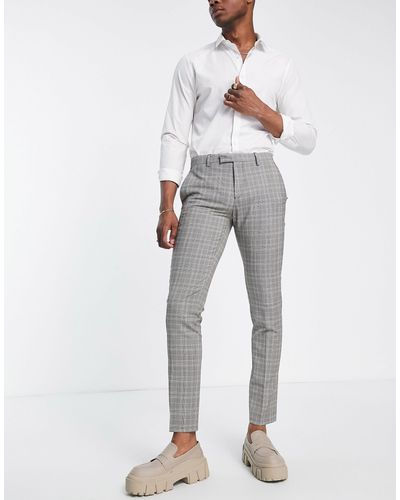 Twisted Tailor Melcher - pantaloni da abito skinny a quadri marroni tono su tono - Grigio