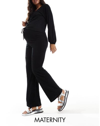 Mama.licious Mamalicious Maternity Over The Bump Wide Leg Jersey Trouser Co-ord - Black