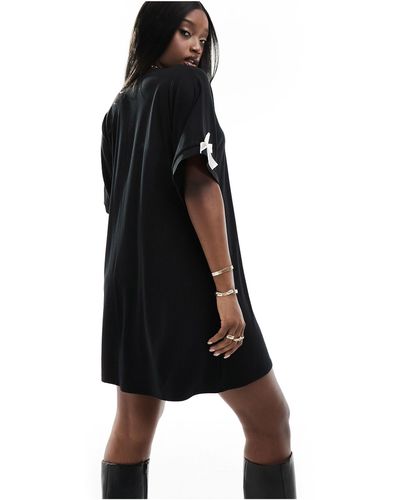 Fashionkilla Robe t-shirt courte avec détail nœud - Noir